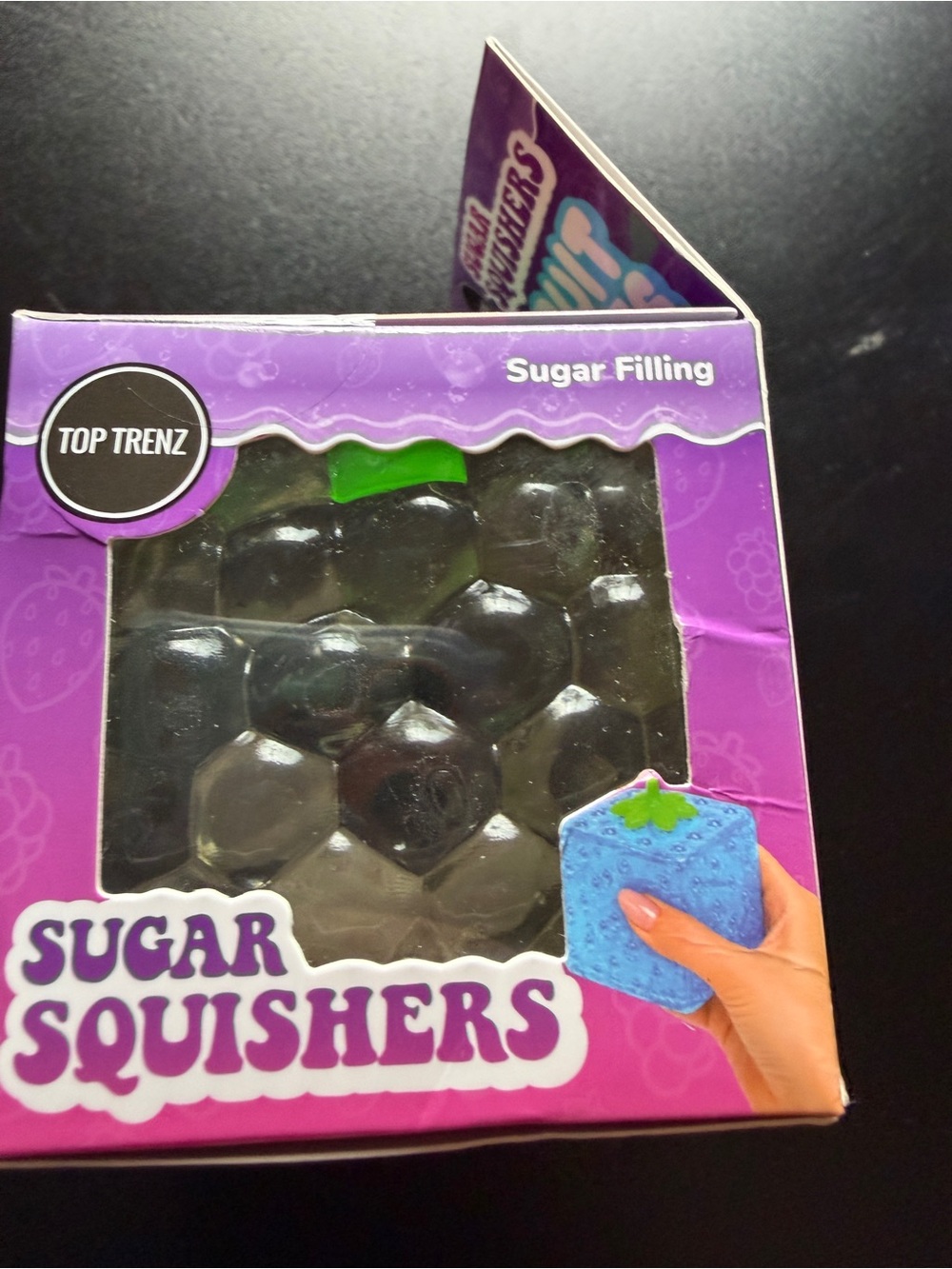 Squishy Top Trenz Super Duper Sugar Squisher Berry Bubble Fruit Cube Grey Toy